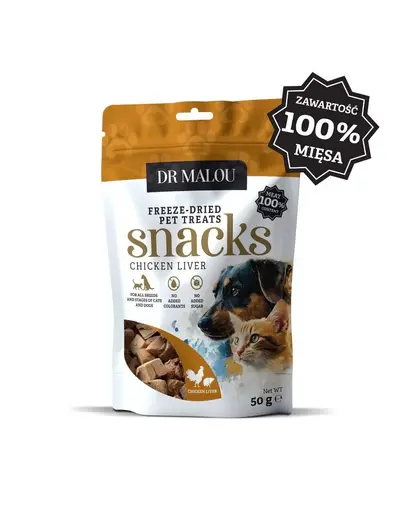 DR MALOU Ficat de pui 50 g recompense pentru caini si pisici 100% liofilizate