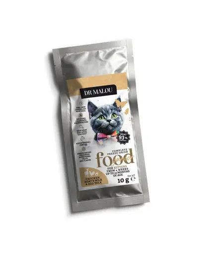 DR MALOU Hrana uscata liofilizata cu pui lapte de capra si galbenus pentru pisoi 10 g
