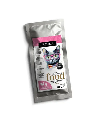 DR MALOU Hrana uscata liofilizata pui cu inimi de pui pentru pisici 10 g