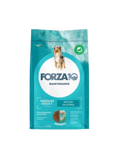 FORZA10 Medium Adult Maintenance Fish hrana pentru caini de talie medie, cu peste 12 kg