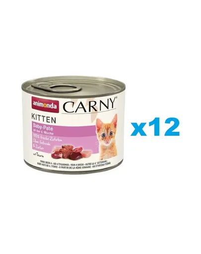 ANIMONDA Carny Kitten Baby Pate 12x200 g Pateu pentru pisoi, cu vita si pui