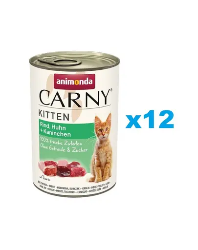 ANIMONDA Carny Kitten Beef&Chicken&Rabbit 12 x 400 g Hrana umeda pentru pisoi, cu vita, pui si iepure
