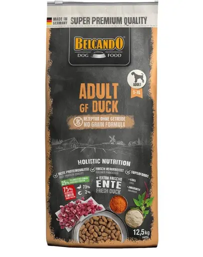 BELCANDO Adult Grain Free Duck 12,5 kg hrana uscata pentru caini adulti, fara cereale, cu rata