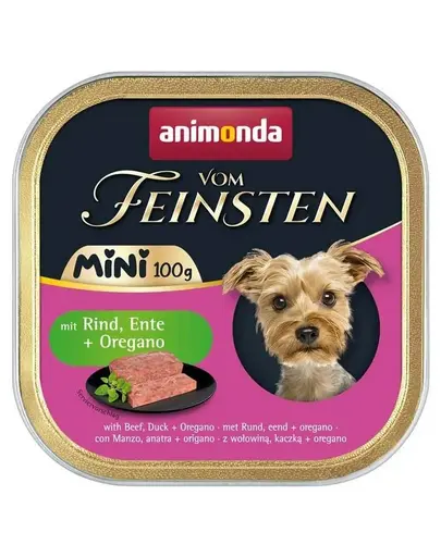 ANIMONDA Vom Feinsten Mini hrana umeda pentru caini de talie mica cu vita, rata si oregano 100 g