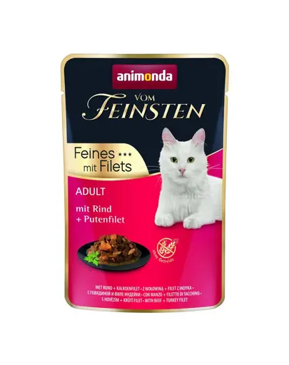 ANIMONDA Vom Feinsten Fines cu file de vita si file de curcan Adult 85 g hrana umeda pentru pisici