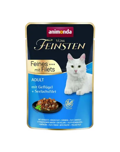 ANIMONDA Vom Feinsten Fines Adult hrana umeda pentru pisici cu pasare si file de cod Alaska (pollock) 85 g