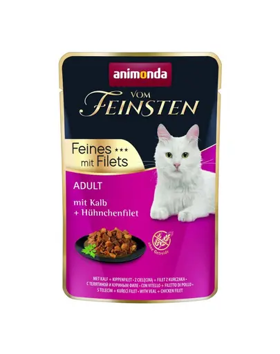 ANIMONDA Vom Feinsten Fines Adult hrana umeda pentru pisici cu vitel si file de pui 85 g