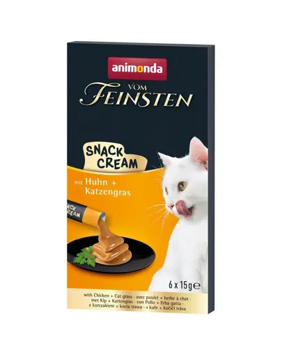 ANIMONDA Vom Feinsten Snack Cream cu pui si iarba pentru pisici 6x15 g gustare cremoasa pentru pisici
