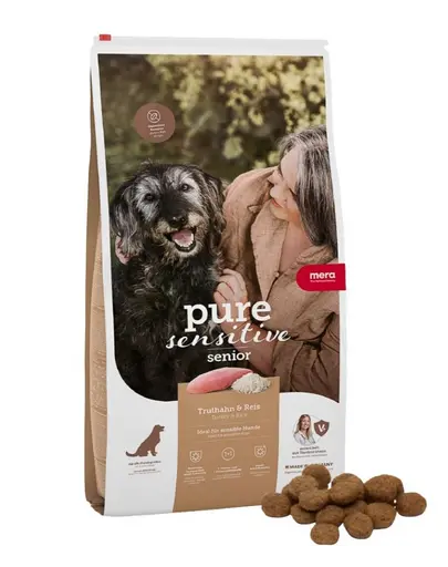 Hrana uscata caini seniori sensibili MERA Pure Sensitive 12,5 kg curcan si orez