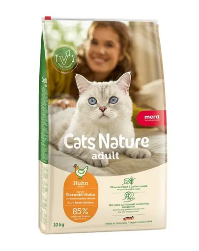 Hrana pisici fara cereale MERA Nature Adult pui 10 kg proteina animala ridicata