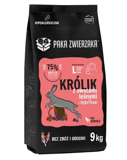 PAKA ZWIERZAKA hrana uscata pentru caini cu Iepure si fructe de padure L 9 kg