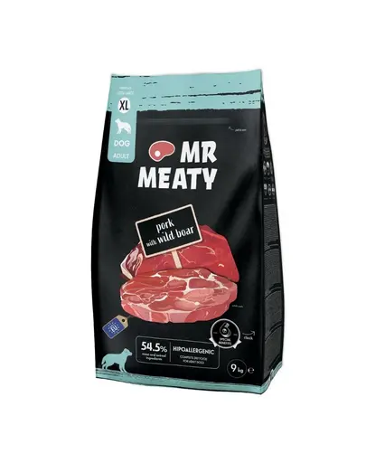 Hrana uscata caini talie mare porc si mistret XL MR MEATY 9 kg