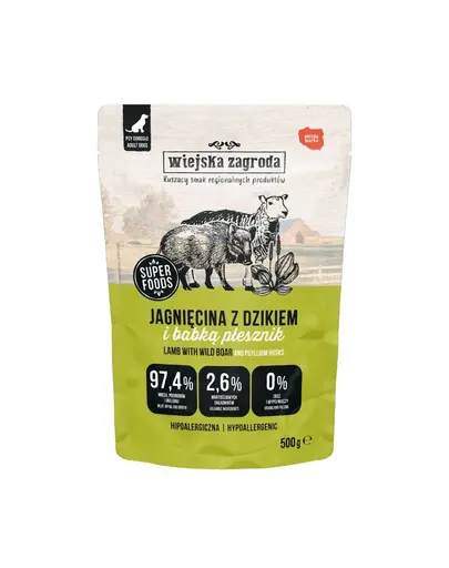 WIEJSKA ZAGRODA Duo Miel cu mistret hrana umeda pentru caini 500 g