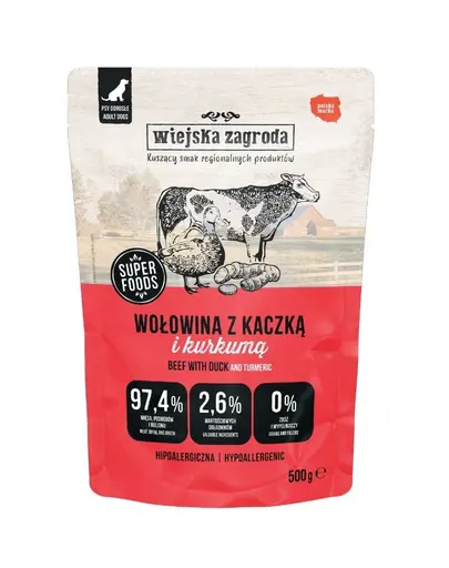 WIEJSKA ZAGRODA Duo Vita cu rata hrana umeda pentru caini 500 g