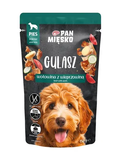 PAN MIESKO Gulas cu vita si porc, hrana umeda pentru caini 150 g