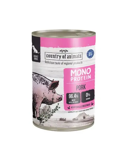 COUNTRY OF ANIMALS hrana umeda monoproteica cu porc pentru caini 400 g