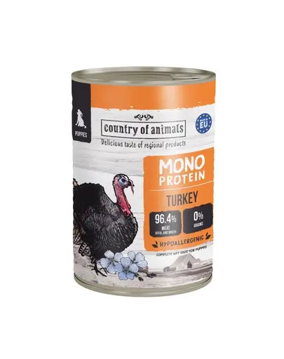 COUNTRY OF ANIMALS hrana umeda monoproteica cu curcan pentru catei 400 g