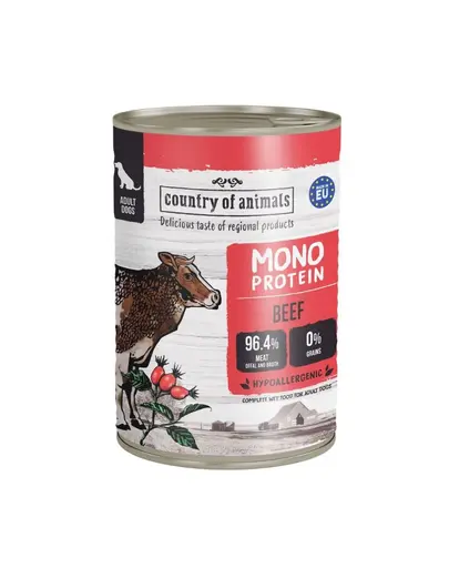 COUNTRY OF ANIMALS hrana umeda monoproteica cu vita pentru caini 400 g