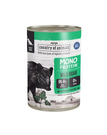 COUNTRY OF ANIMALS hrana umeda monoproteica cu mistret pentru caini 400 g