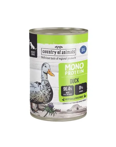 COUNTRY OF ANIMALS hrana umeda monoproteica cu rata pentru caini 400 g