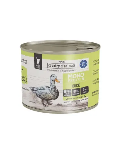 COUNTRY OF ANIMALS hrana umeda monoproteica cu rata pentru pisici 200 g