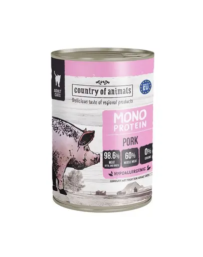 COUNTRY OF ANIMALS hrana umeda monoproteica cu porc pentru pisici 400 g
