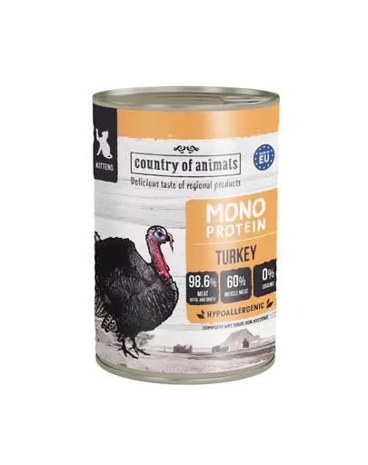 COUNTRY OF ANIMALS hrana umeda monoproteica cu curcan pentru pisoi 400 g
