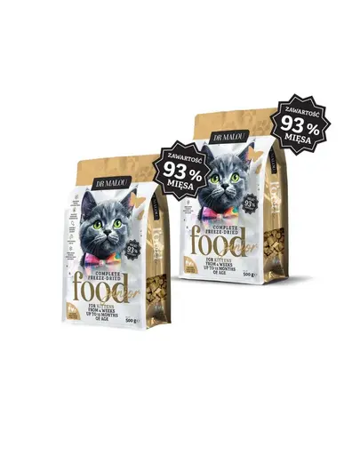 DR MALOU Hrana uscata liofilizata cu pui lapte de capra si galbenus pentru pisoi 2x500 g
