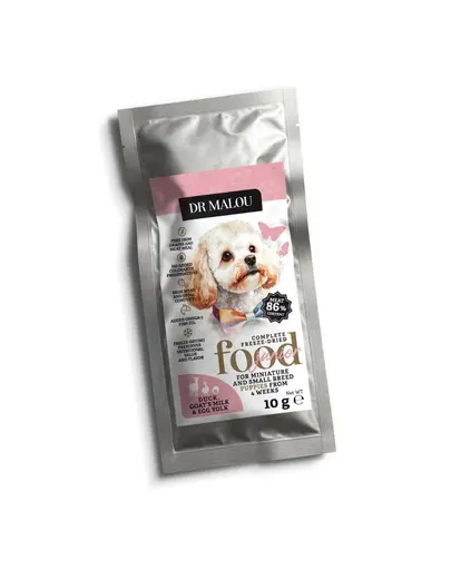 DR MALOU Puppies Hrana liofilizata rata cu lapte de capra si galbenus 2x10 g hrana uscata pentru catei