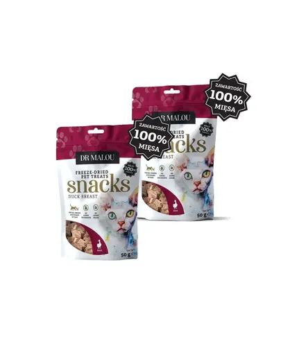 DR MALOU Cuburi de carne 100% din piept de rata liofilizat 2x50g gustari pentru pisici