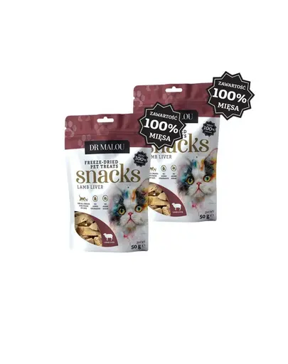 DR MALOU gustari pentru pisici, ficat de miel 100% liofilizat 2x50g