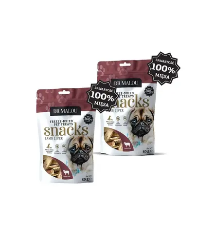 DR MALOU gustari pentru caini, ficat de miel 100% liofilizat 2x50g