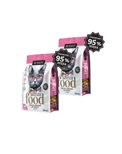DR MALOU Hrana uscata liofilizata cu pui, inimi de pui pentru pisici 2x1 kg