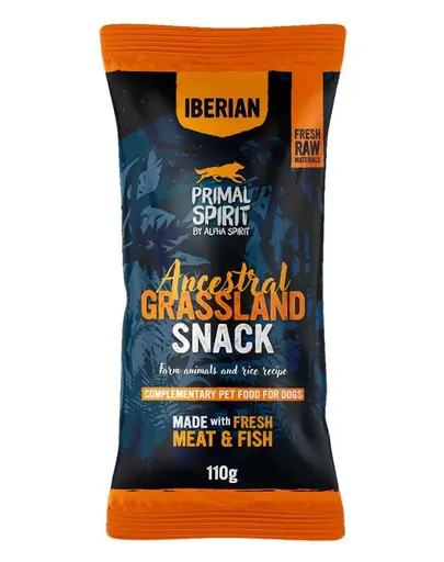 PRIMAL SPIRIT Iberian Ancestral Grassland 110 g recompense moi pentru caini, cu porc
