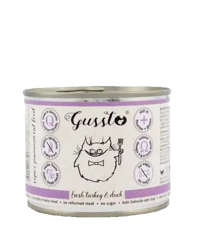 GUSSTO Cat Fresh Turkey & Duck CARNE PROASPATA DE CURCAN CU RATA 200 g