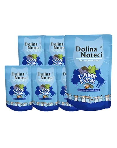 DOLINA NOTECI Superfood hrana umeda pentru pisici, cu miel si vitel 10x85g