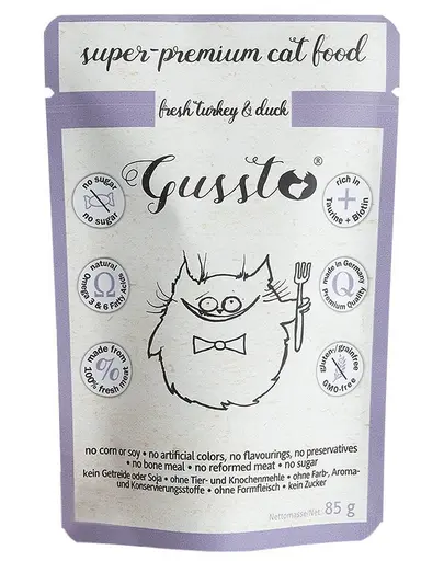 GUSSTO Cat Fresh Turkey & Duck CARNE PROASPATA DE CURCAN CU RATA 85 g