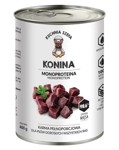 Hrana umeda caini monoproteica cal fara cereale KUCHNIA SZEFA 400 g