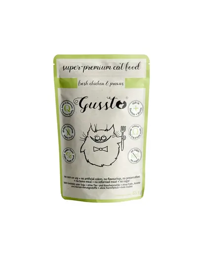 GUSSTO Cat Fresh pui &amp; creveti 85 g hrana umeda pisici