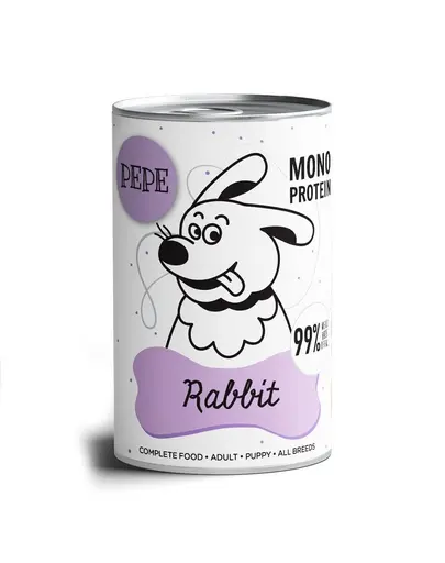 PAKA ZWIERZAKA PEPE Rabbit (iepure) 800g hrana umeda monoproteica cu iepure pentru Caini
