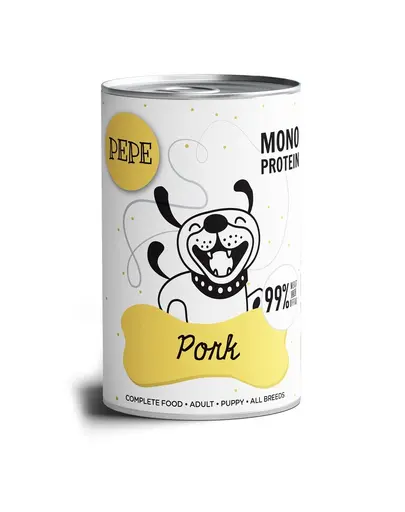 PAKA ZWIERZAKA PEPE Hrana umeda monoproteica cu carne de porc 99% 800 g