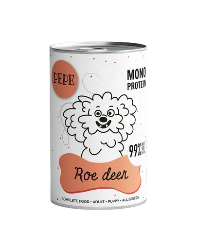 PAKA ZWIERZAKA PEPE Hrana umeda monoproteica cu carne de caprioara 99% 800 g