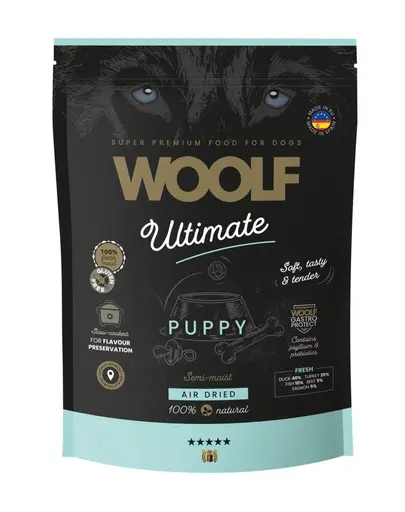 WOOLF Ultimate Soft Puppy 1 kg hrana semi-umeda fara cereale cu rata si curcan pentru catei