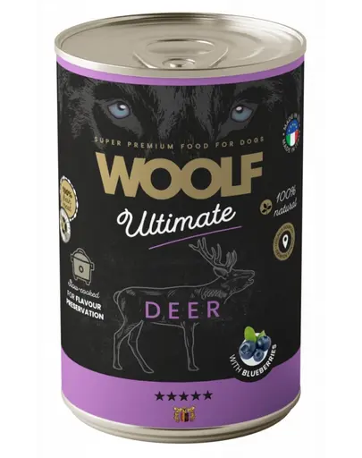 WOOLF Ultimate Adult Dog Deer and Blueberries 400g hrana Caini vanat cu afine