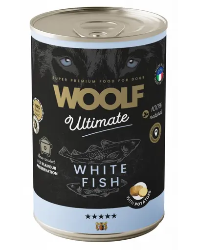 WOOLF Ultimate Adult Dog peste alb si cartofi 400g hrana conserva Caini adulti