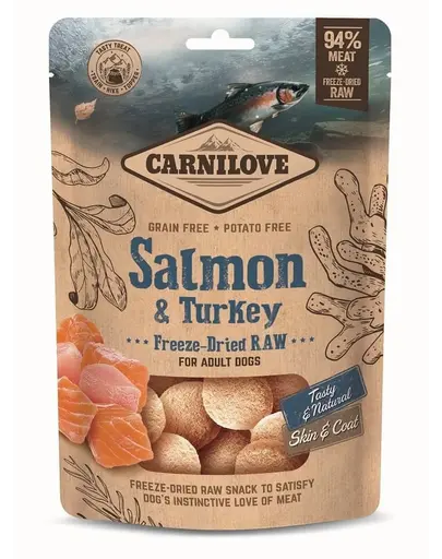 CARNILOVE Snack liofilizat somon si curcan 60g Caini adulti