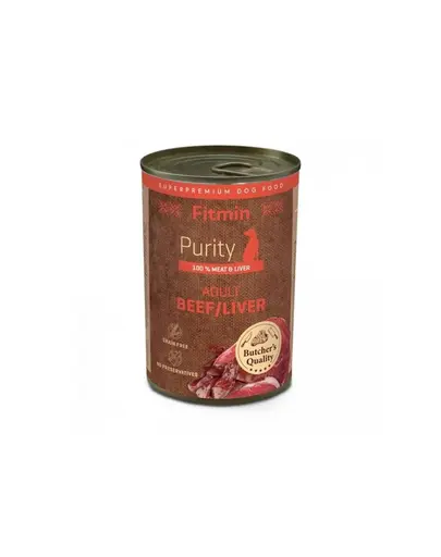 FITMIN Purity Adult Dog Beef with liver 400g hrana umeda Caini vita si ficat, fara cereale