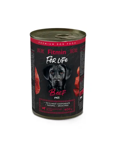 FITMIN For Life Dog pate pentru caini, cu vita 400 g