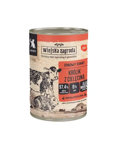 WIEJSKA ZAGRODA hrana umeda pentru pisoi iepure cu vitel 400 g