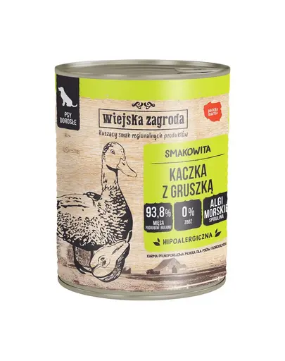 WIEJSKA ZAGRODA Rata cu para, hrana umeda pentru Caini 800 g